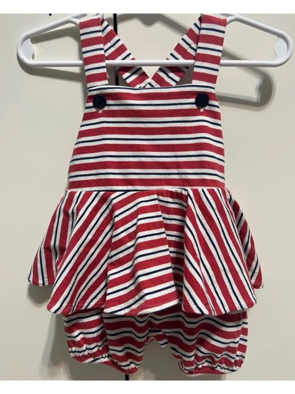 Ralph Lauren girls 3m NWT red white blue stripes romper skirt tank Patriotic USA